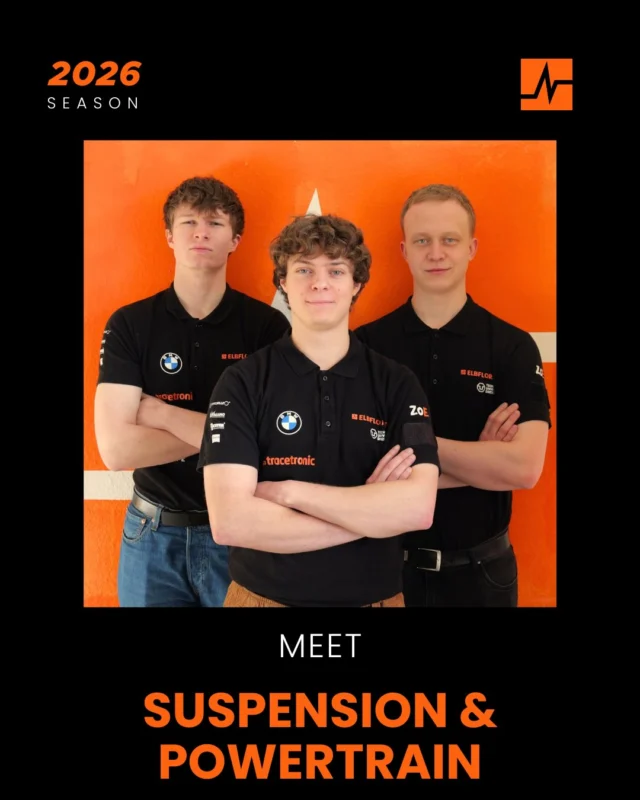Meet the Team!

This friday you meet the module leaders of Suspension and Powertrain.

Diesen Freitag präsentieren wir euch die Modulleiter von Suspension und Powertrain.

Deutsche Übersetzung der Folientexte:
Emil Kastrau und Robert Möller:
Wir kümmern uns um den Bau des Feder-Dämpfer-Systems, Querlenker, Lenkung, Pedale und deren Einstellungen. Um sicherzustellen, dass das Fahrzeug maximale Traktion auf dem Asphalt hat, passen wir die Einstellung an den einzelnen Fahrer und die Strecke an.

Adrien Wottke:
Wir integrieren den gesamten Antriebsstrang – von Motor und Getriebe über die mechanische Bremse bis hin zu Radträgern und Radnaben. Auch für die Kühlung von Wechselrichter, Motor und Niedervoltsystem sowie die mechanische Einbindung des Emergency Brake System sind wir verantwortlich.

#ELBFLORACE #FormulaStudent #Engineering