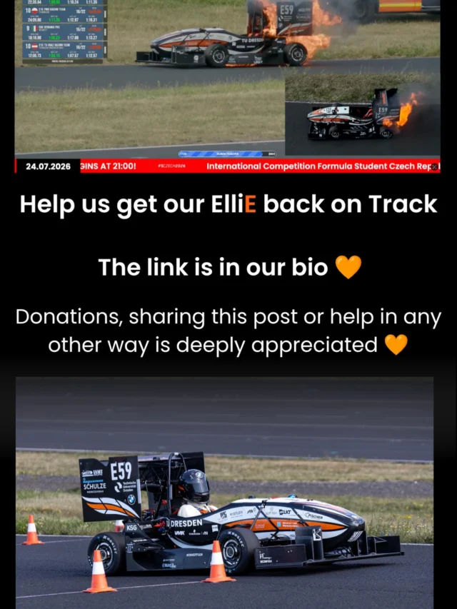 We won’t give up! So please help us bring our beloved ElliE back on track 🧡
Donate, share this post, we are grateful for everything. The link is in our bio.

#ELBFLORACE #FormulaStudent #Engineering
